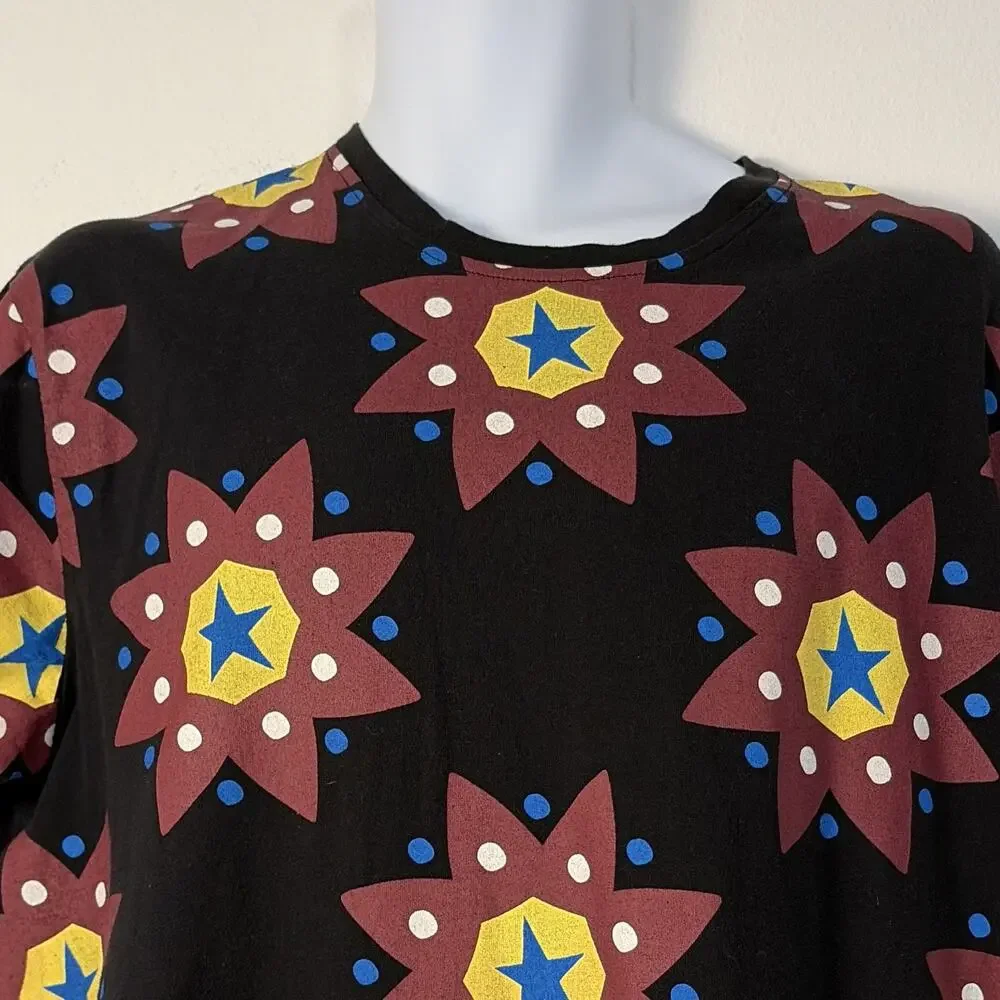 Play Cloths Men's Short Sleeve Graphic Star Print Crew Neck Cotton Jersey L